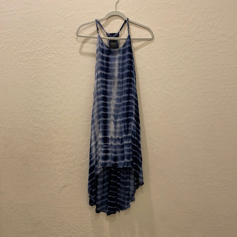 High-Low Blue Tie Dye Dress